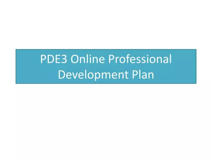 pde3 online professional development plan