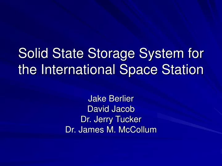 solid state storage system for the international space station