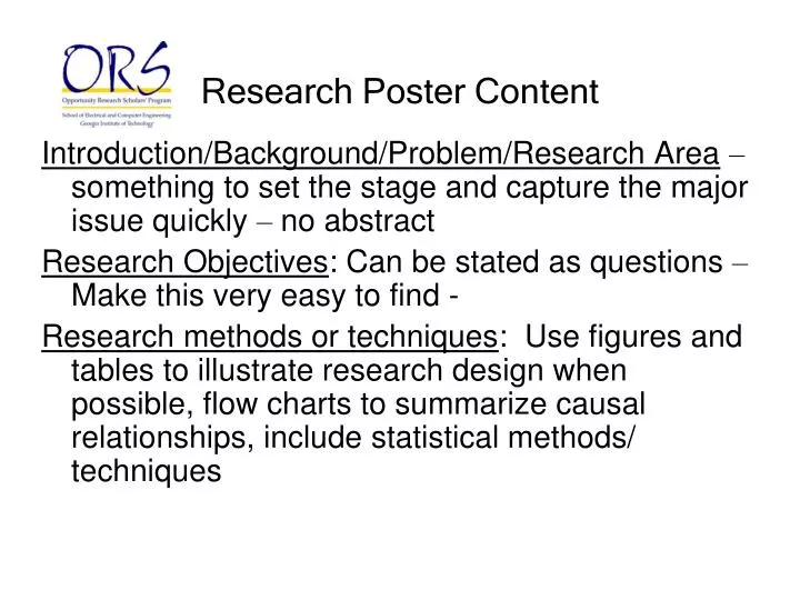 research poster content