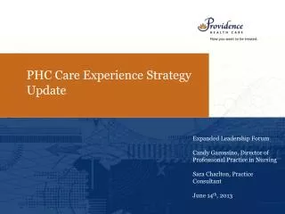 PHC Care Experience Strategy Update
