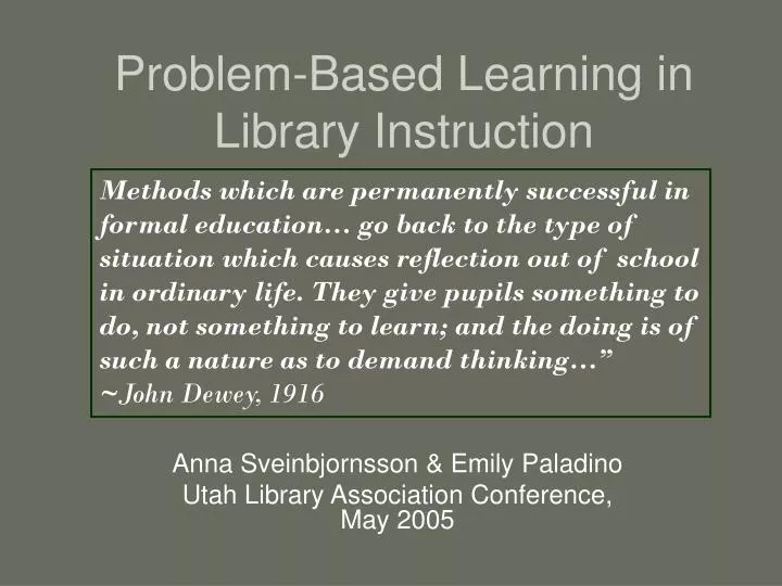 problem based learning in library instruction