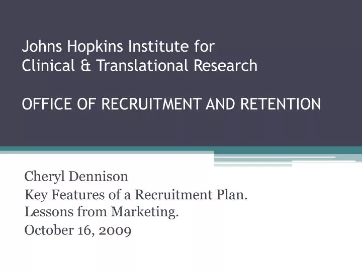 johns hopkins institute for clinical translational research office of recruitment and retention