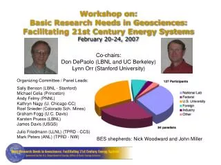Co-chairs: Don DePaolo (LBNL and UC Berkeley) Lynn Orr (Stanford University)