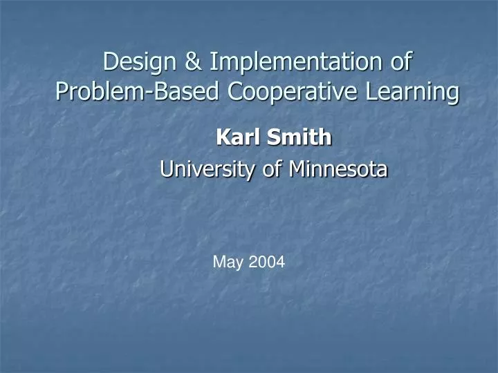 design implementation of problem based cooperative learning