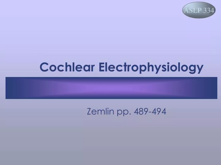 cochlear electrophysiology