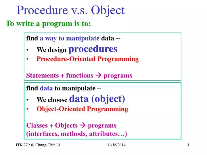 procedure v s object
