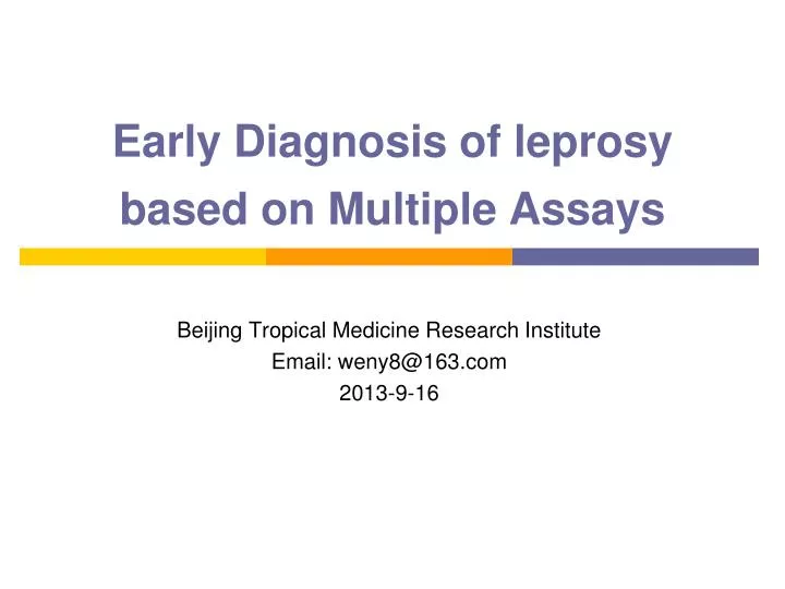 early diagnosis of leprosy based on multiple assays