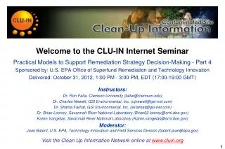 Welcome to the CLU-IN Internet Seminar