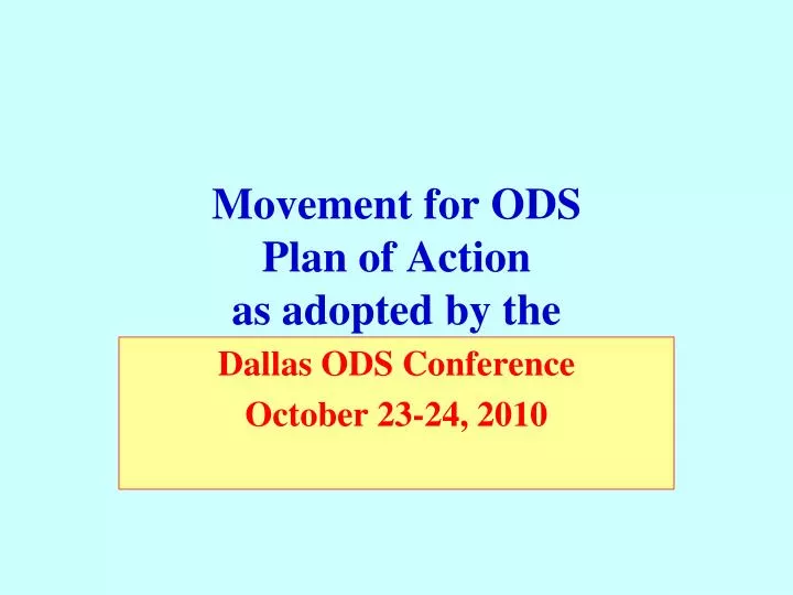 movement for ods plan of action as adopted by the