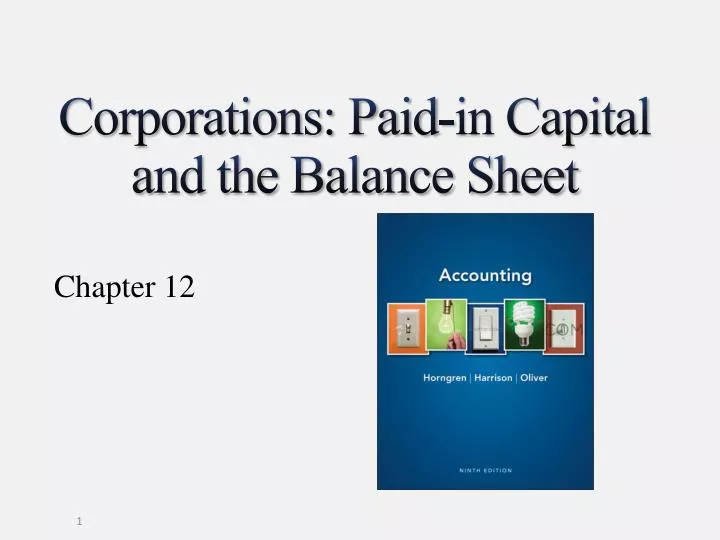 corporations paid in capital and the balance sheet