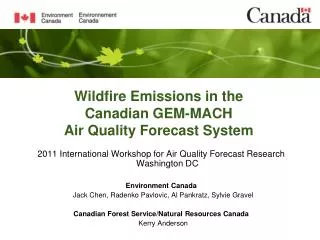 Wildfire Emissions in the Canadian GEM-MACH Air Quality Forecast System