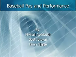 Baseball Pay and Performance