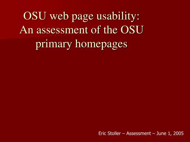 osu web page usability an assessment of the osu primary homepages