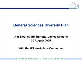 General Sciences Diversity Plan