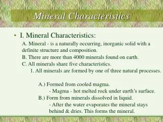 Mineral Characteristics