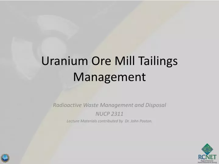 uranium ore mill tailings management