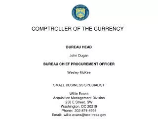 COMPTROLLER OF THE CURRENCY