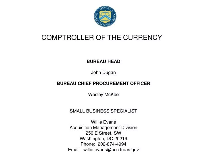 comptroller of the currency