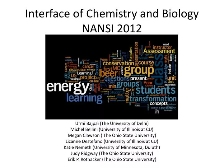interface of chemistry and biology nansi 2012