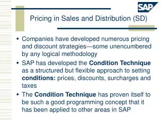 Pricing in Sales and Distribution (SD)