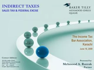 INDIRECT TAXES SALES TAX &amp; FEDERAL EXCISE