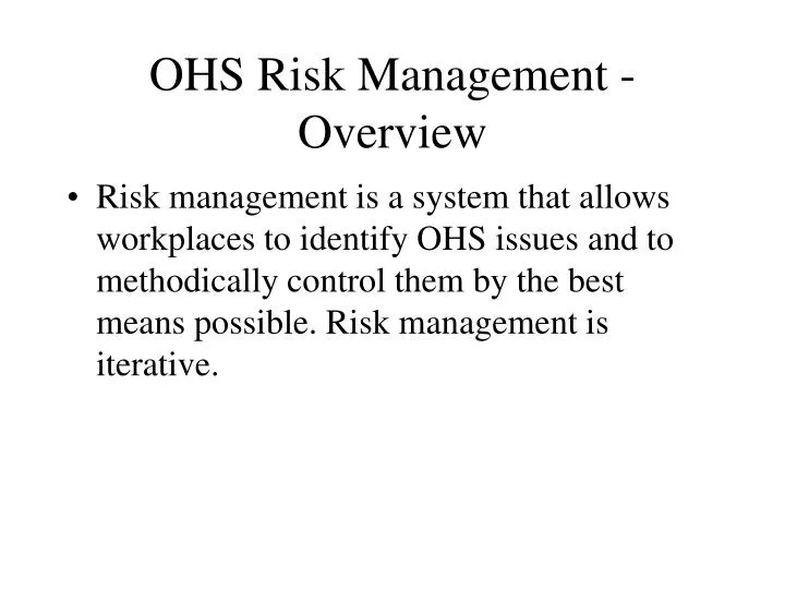 ohs risk management overview