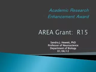 AREA Grant: R15