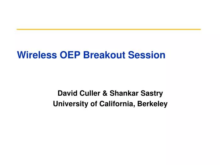 wireless oep breakout session