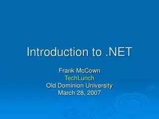 introduction to net