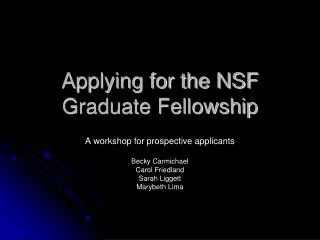 Applying for the NSF Graduate Fellowship