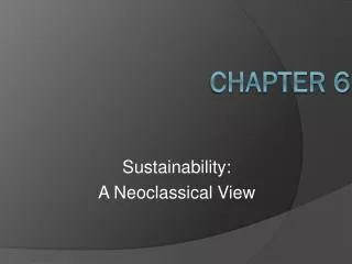 sustainability a neoclassical view
