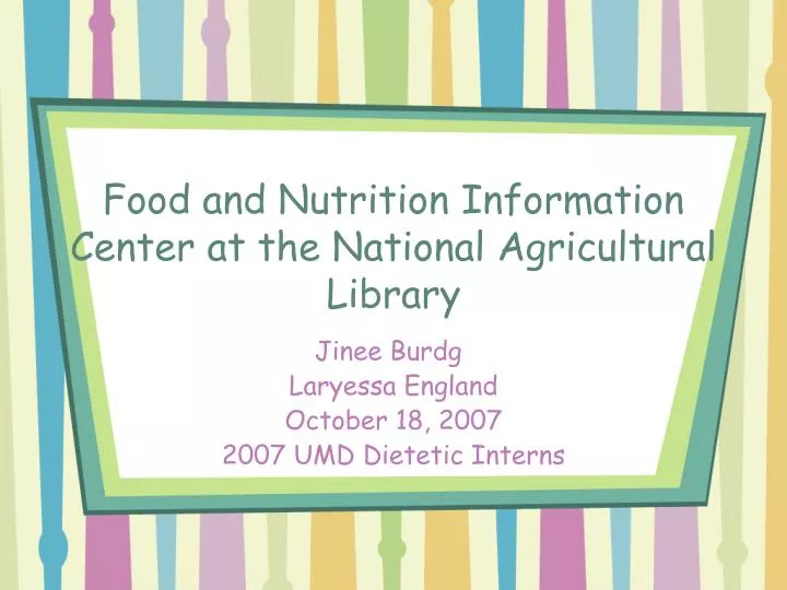 food and nutrition information center at the national agricultural library