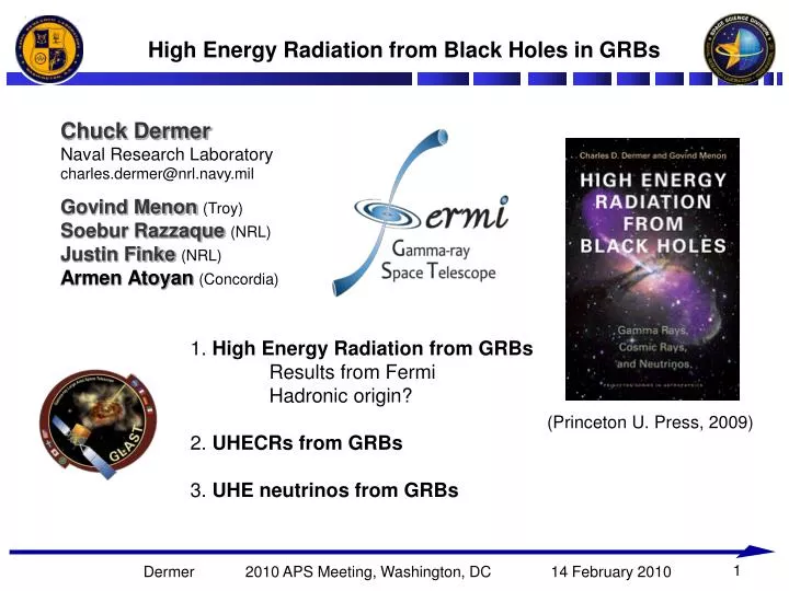 high energy radiation from black holes in grbs
