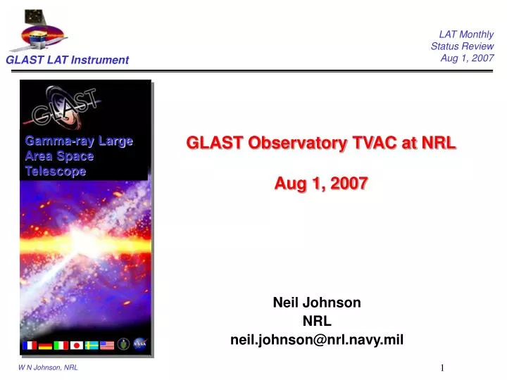 glast observatory tvac at nrl aug 1 2007