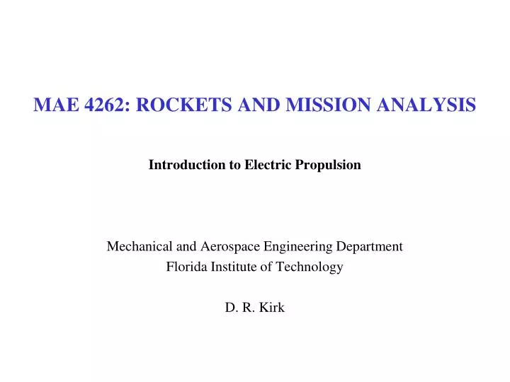 mae 4262 rockets and mission analysis