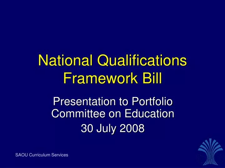 national qualifications framework bill