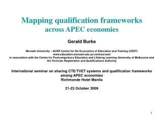 Mapping qualification frameworks across APEC economies Gerald Burke