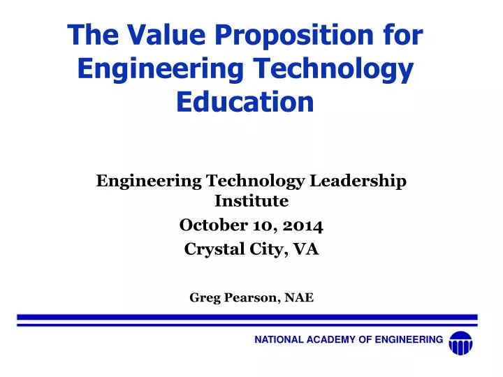 the value proposition for engineering technology education