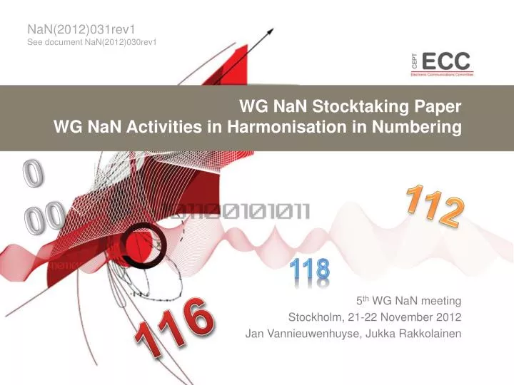 wg nan stocktaking paper wg nan activities in harmonisation in numbering