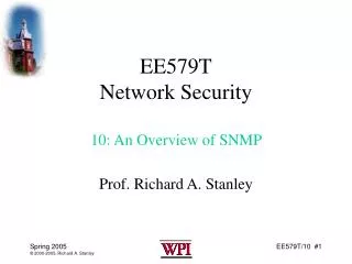 EE579T Network Security 10: An Overview of SNMP