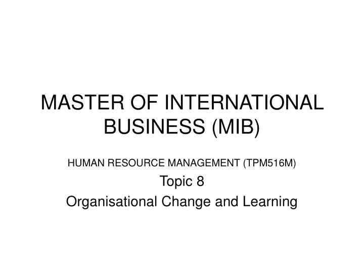 master of international business mib
