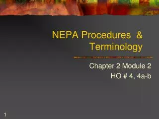 NEPA Procedures &amp; Terminology