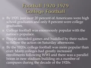 Football 1920-1929 College Football
