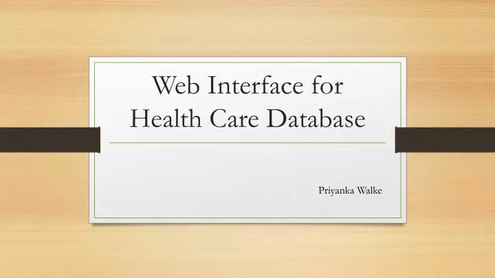 web interface for health care database