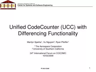 Unified CodeCounter (UCC) with Differencing Functionality