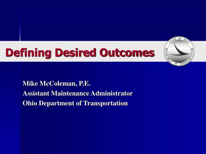 mike mccoleman p e assistant maintenance administrator ohio department of transportation