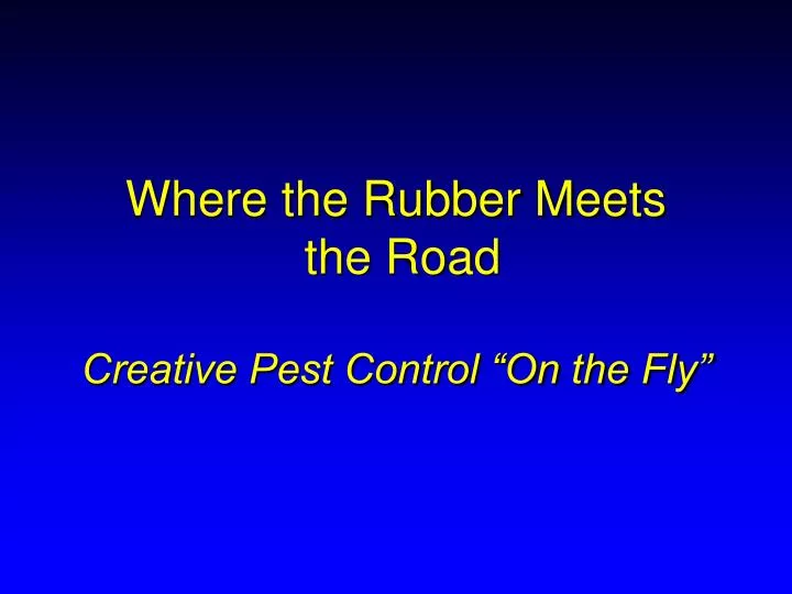 where the rubber meets the road creative pest control on the fly