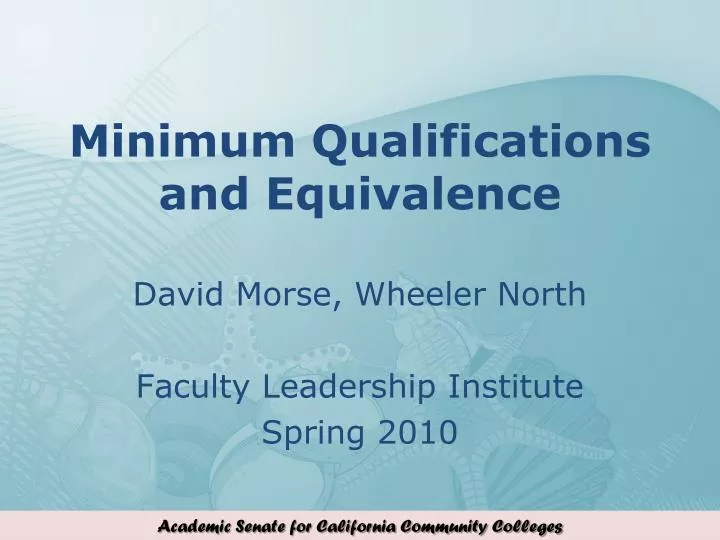 minimum qualifications and equivalence