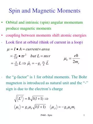 Spin and Magnetic Moments