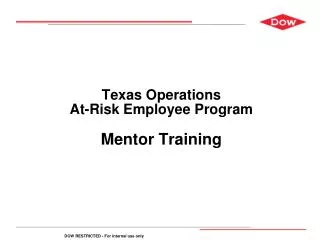 Texas Operations At-Risk Employee Program Mentor Training